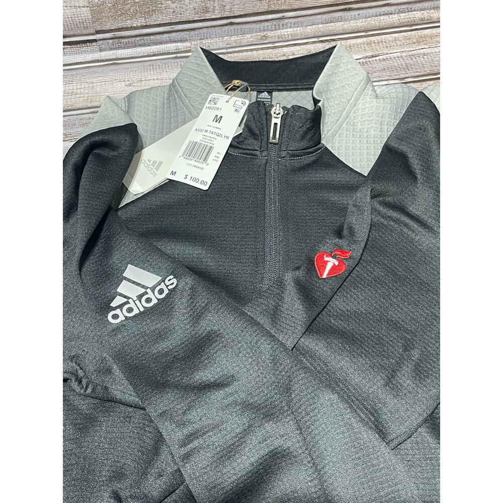 Adidas NWT Men's 1/4 Zip‎ Prime Green Pull Over  Track Jacket Black Size Medium